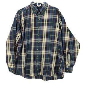 Gant shirt Mens Extra Large Blue Plaid Chelsea Twill Cotton Button Down Collar